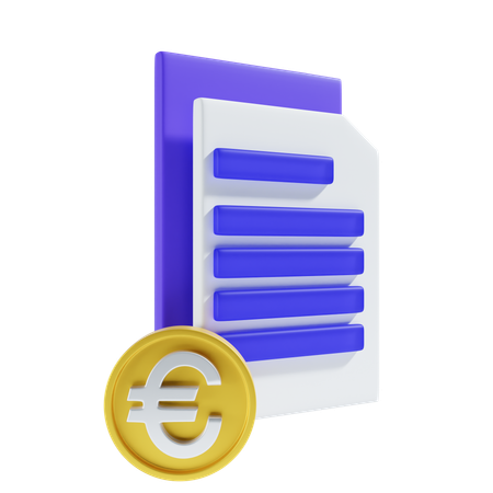 Archivo de pago en euros  3D Icon