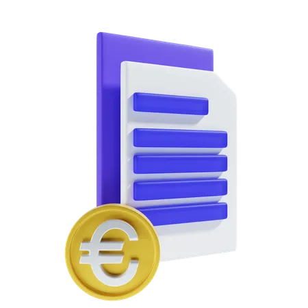 Archivo de pago en euros  3D Icon