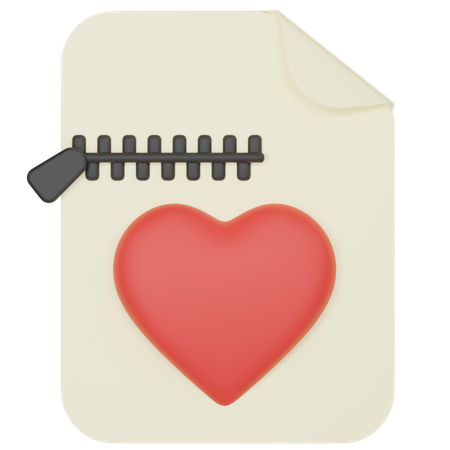 Archivo zip con corazón  3D Icon