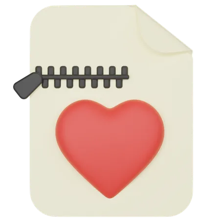 Archivo zip con corazón  3D Icon