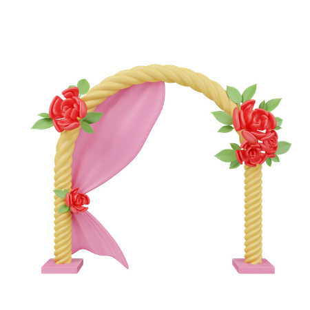 Arco de boda floral con cortinas  3D Icon