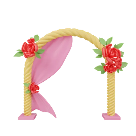 Arco de boda floral con cortinas  3D Icon