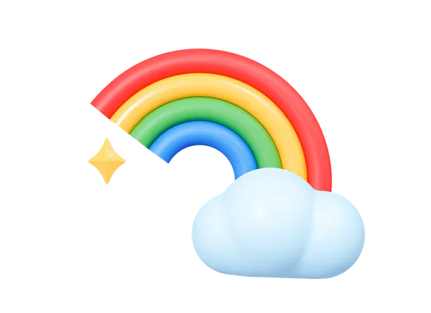 Arco-íris com nuvem  3D Icon