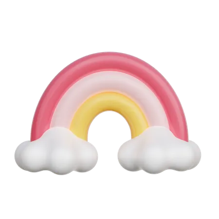 Arco-íris com nuvens  3D Icon