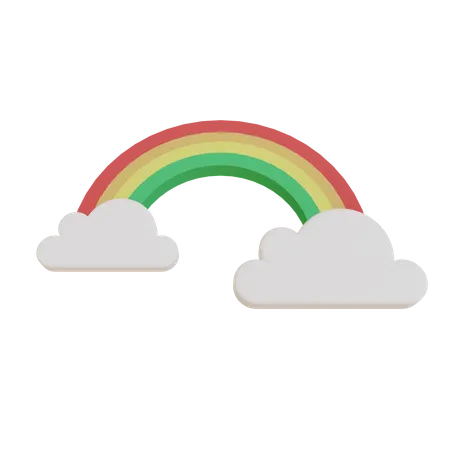Arco-íris com nuvens  3D Illustration