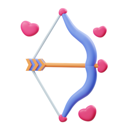 Arco y flecha de amor  3D Illustration