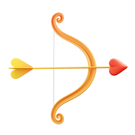 Arco y flecha de amor  3D Illustration