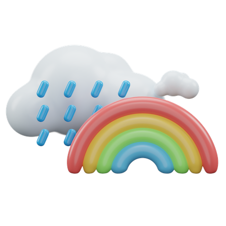 Arcoiris con lluvia  3D Icon