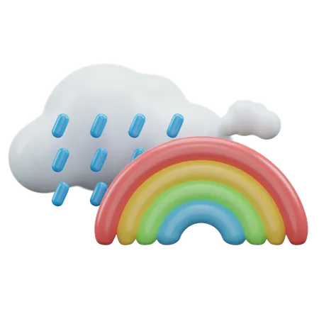 Arcoiris con lluvia  3D Icon