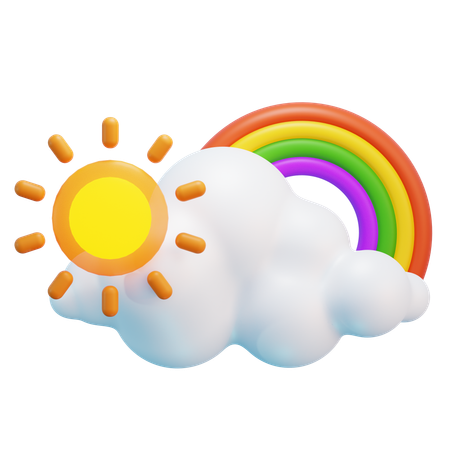 Arcoiris en la nube  3D Icon