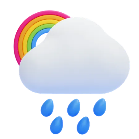 Arcoiris y lluvia  3D Icon