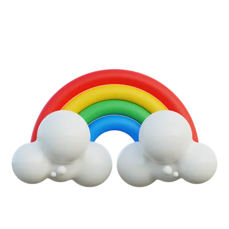 Arcoiris y nube  3D Icon