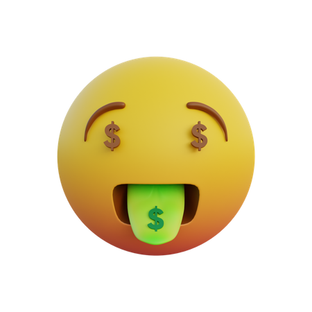 Visage de bouche d'argent  3D Emoji