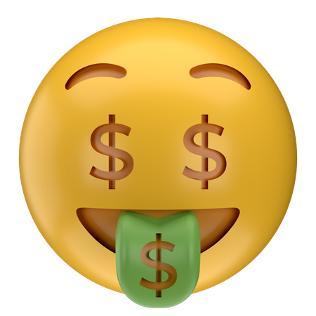 Argent bouche visage emoji  3D Icon