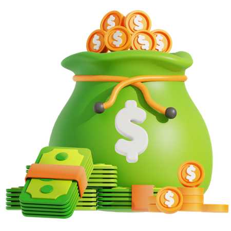 Sac d'argent et richesse  3D Icon
