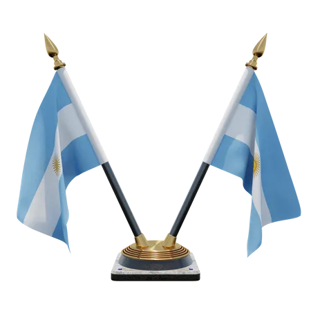 Argentina Double (V) Desk Flag Stand 3D Icon
