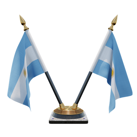 Argentina Double Desk Flag Stand 3D Illustration