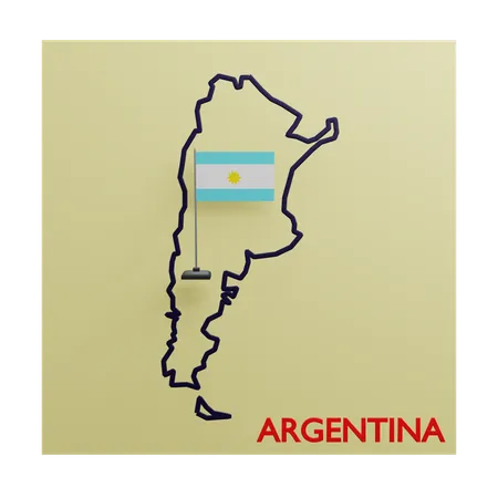 Argentina Map  3D Icon
