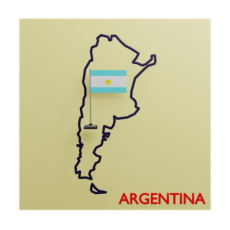 Argentina Map  3D Icon