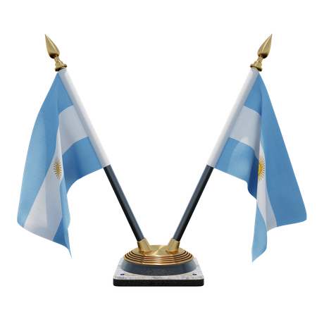 Argentinien Doppelter (V) Tischflaggenständer  3D Icon