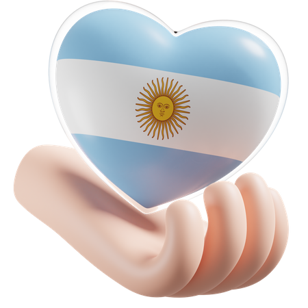 Argentinien Flagge Herz Handpflege  3D Icon