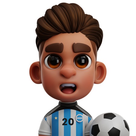 ARGENTINIEN-SPIELER MIT BALL  3D Icon