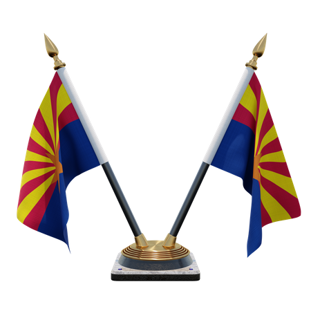 Arizona Double (V) Desk Flag Stand  3D Icon