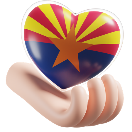 Arizona Flag Heart Hand Care  3D Icon