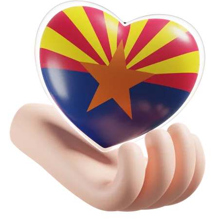 Arizona Flag Heart Hand Care  3D Icon