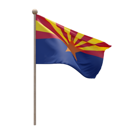 Arizona Flag Pole  3D Illustration