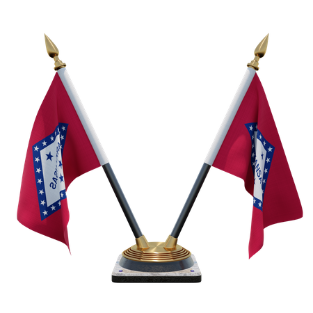 Support de drapeau de bureau double (V) Arkansas  3D Icon