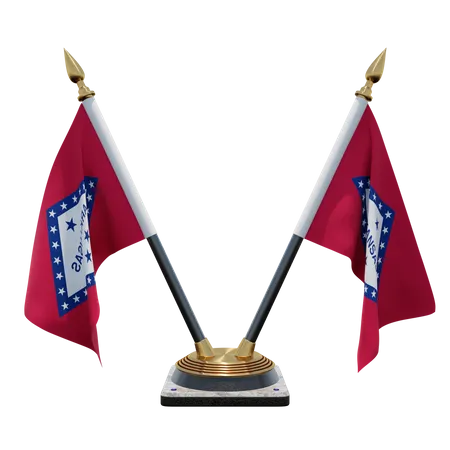 Doppelter Tischflaggenständer für Arkansas  3D Flag