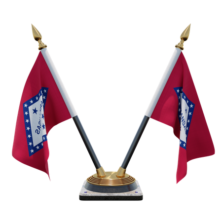 Support de drapeau de bureau double Arkansas  3D Flag