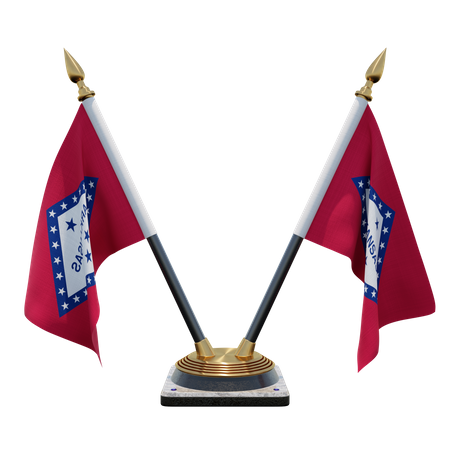 Arkansas Double Desk Flag Stand 3D Illustration