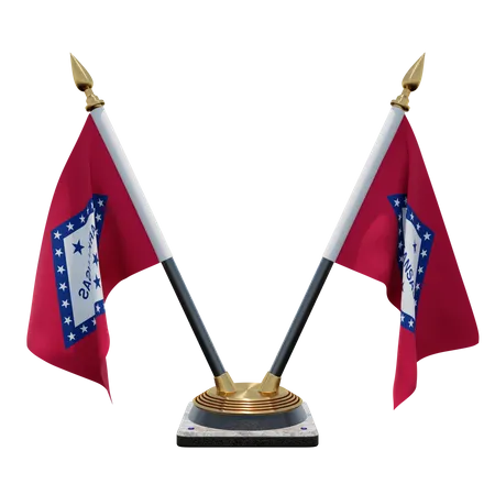 Arkansas Double Desk Flag Stand  3D Illustration