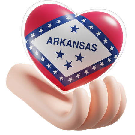 Arkansas Flag Heart Hand Care 3D Icon