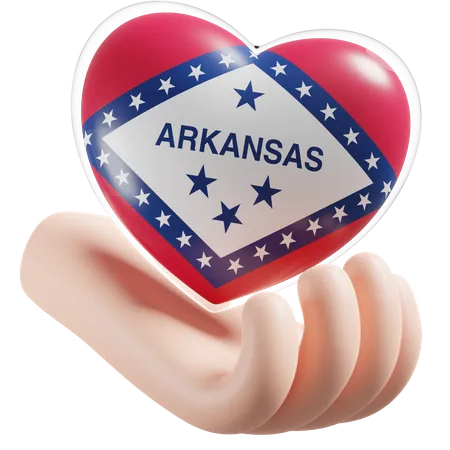 Arkansas Flag Heart Hand Care  3D Icon