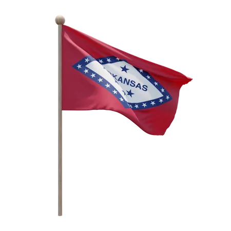 Arkansas Flag Pole  3D Flag