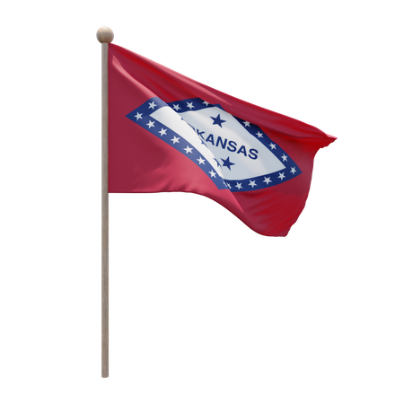 Arkansas Flag Pole  3D Illustration