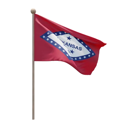 Arkansas Flagpole  3D Illustration