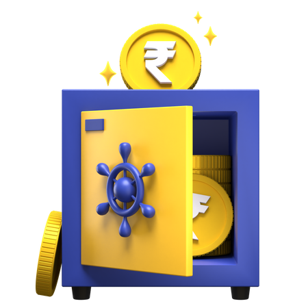 Armário de banco de rupia  3D Illustration