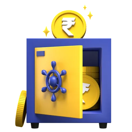 Armário de banco de rupia  3D Illustration