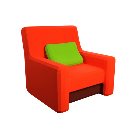 3 D Low Poly Soft Red Armchair 3D Illustration