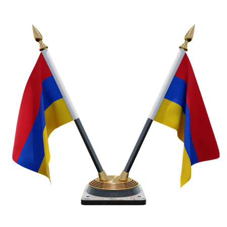 Armenia Double Desk Flag Stand  3D Flag