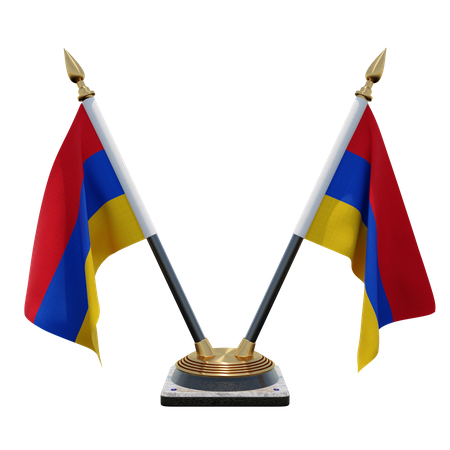 Armenia Double Desk Flag Stand 3D Illustration
