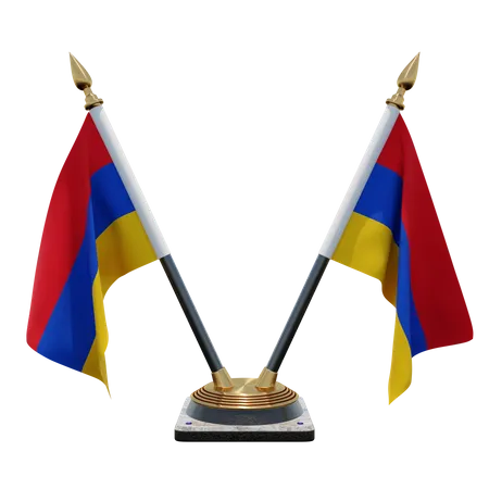 Armenia Double (V) Desk Flag Stand  3D Icon