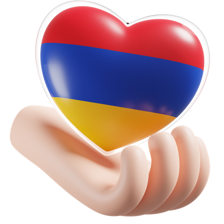 Armenia Flag Heart Hand Care  3D Icon