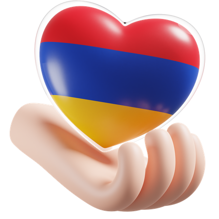 Armenia Flag Heart Hand Care 3D Icon