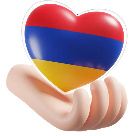 Armenia Flag Heart Hand Care  3D Icon