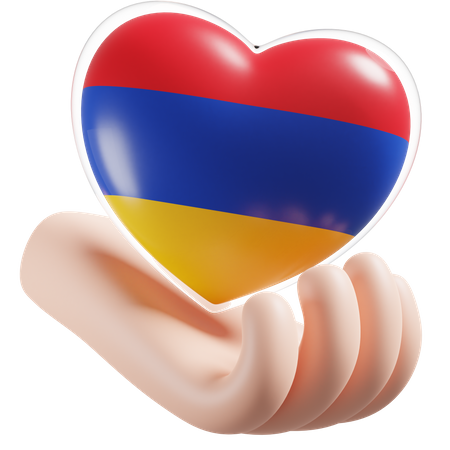 Armenien Flagge Herz Handpflege  3D Icon